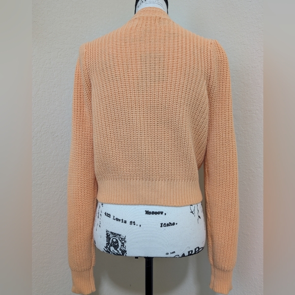 EUC•Jessica Simpson Peach Button-Up V-Neck Cropped Cardigan W/Extra Button•Small - Picture 6 of 11